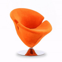Manhattan Comfort AC029-OR Tulip Orange and Polished Chrome Velvet Swivel Accent Chair